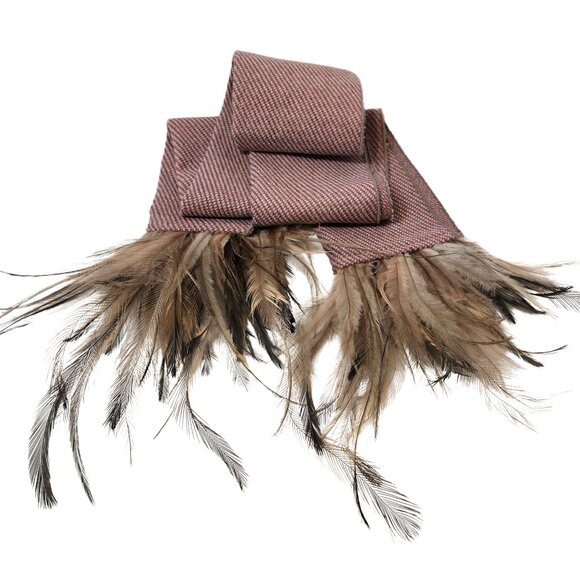 VTG Emu Feather Designer Wool Scarf Stella Cadente PARIS ~ Boho Parisian Style - Picture 2 of 16